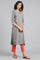 Grey Round Neck Yarn-dyed kurta