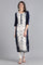 White Round Neck Printed kurta