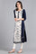 White Round Neck Printed kurta