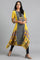 Yellow Round Neck Printed kurta