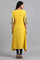 Yellow Round Neck Printed kurta