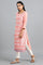 Pink Round Neck Printed kurta