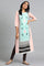 Green Round Neck Printed kurta