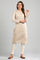 Beige Band Collar Yarn-dyed Winter kurta