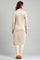 Beige Band Collar Yarn-dyed Winter kurta