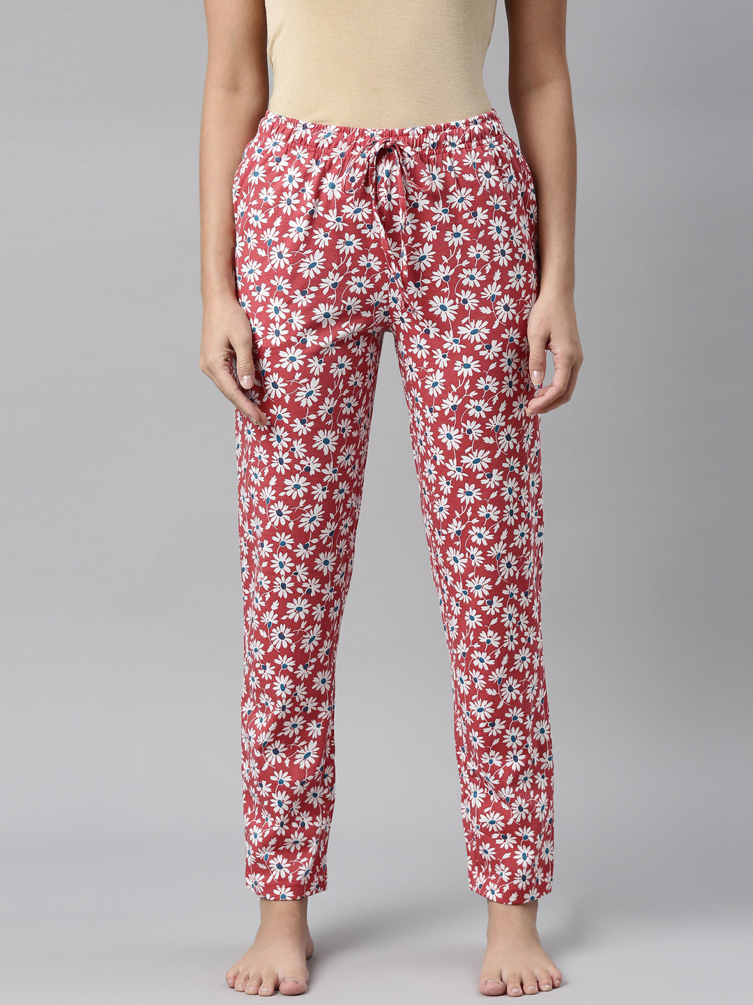 Women Printed Red Cotton Lounge Pants – Cherrypick