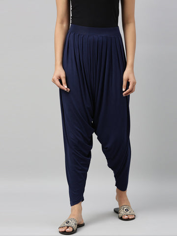 Women Solid Navy Patiala Pants