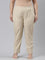 Women Solid Light Beige Comfort Fit Cotton Pants