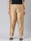 Women Antique Gold Solid Mid Rise Metallic Pants