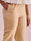 Women Solid Light Gold Mid Rise Cropped Metallic Pants