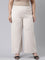 Women Solid Light Beige Ponte Wide Leg Pants