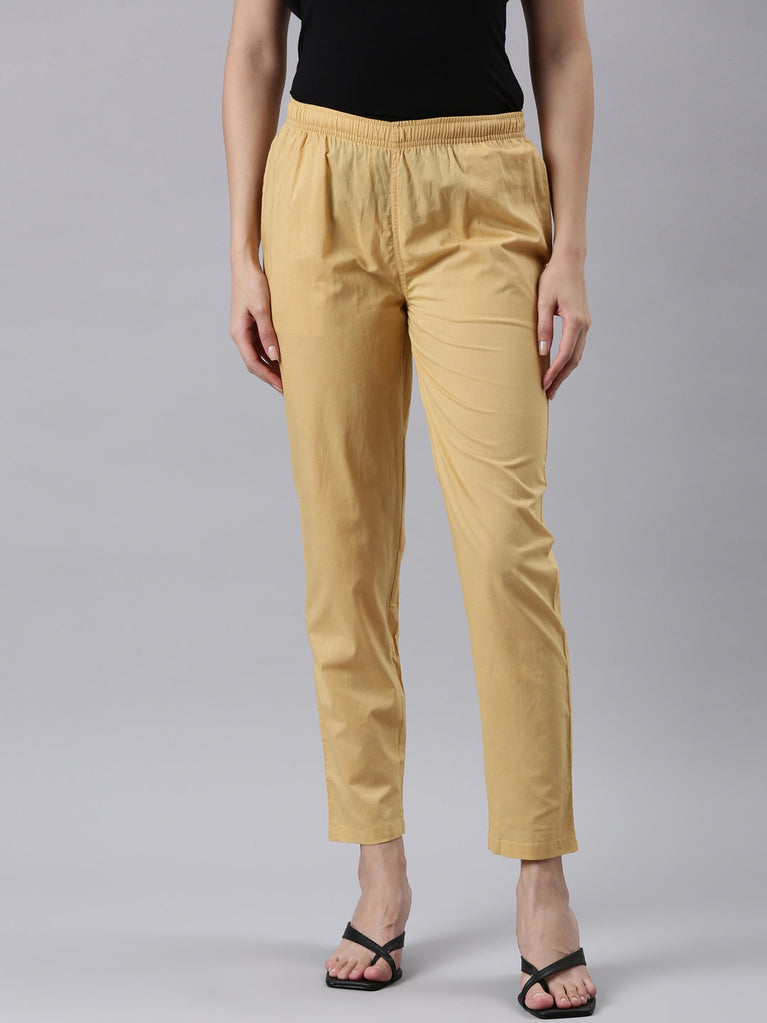 Women Yellow Cotton Churidar Leggings – Cherrypick