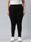 Women Black Knit Cotton Side Stripe Active Leggings