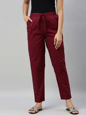 Women Solid Purple Stretch Ponte Pants