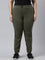 Women Solid Cotton Olive Green Cuffed Joggers