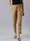 Women Solid Wheat Cotton Pencil Pant