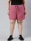 Women Solid Light Wine Mid Rise Casual Shorts