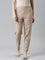 Women Solid Beige Mid Rise Linen Ikat Pencil Pants