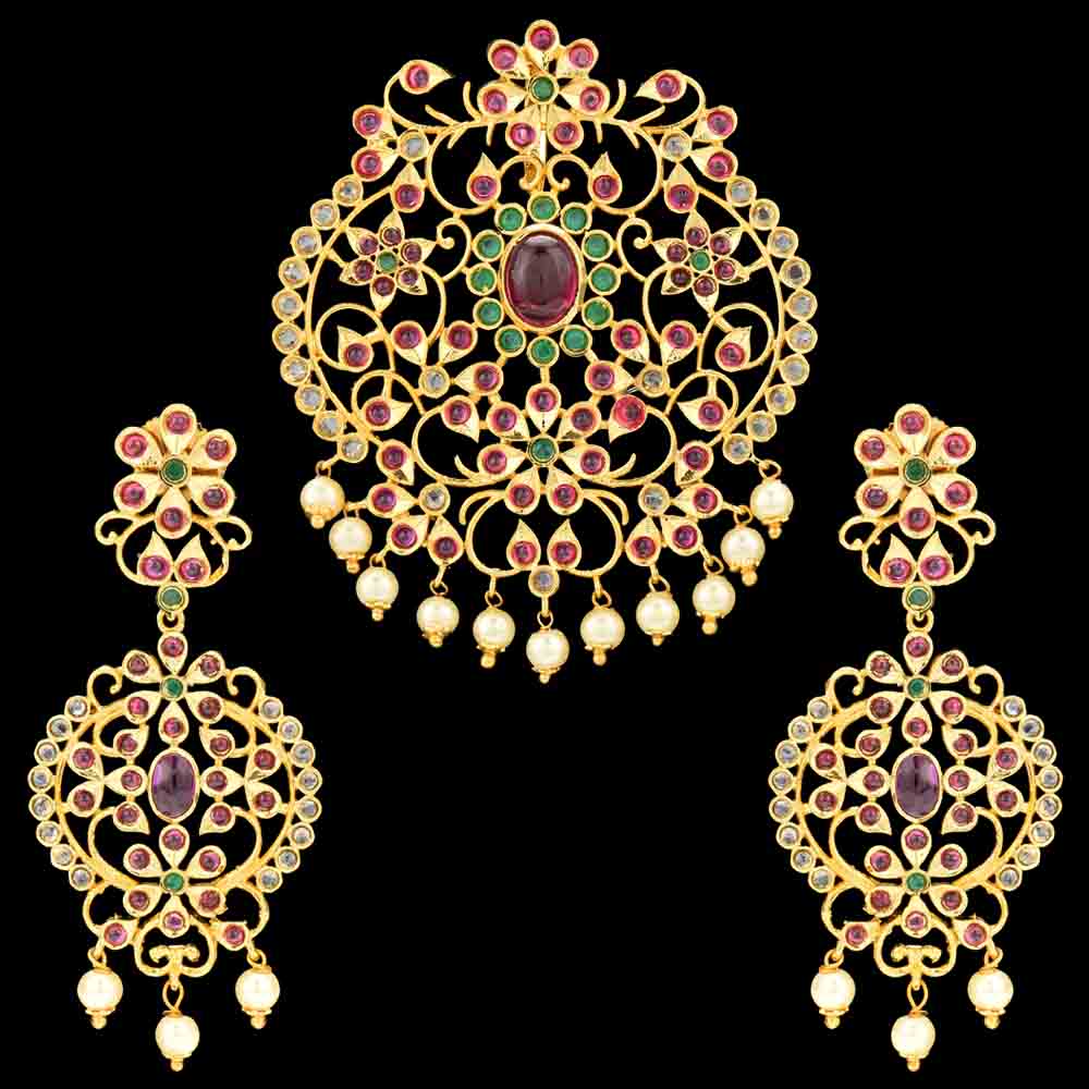 Designer Kempu Pendant Set