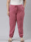 Women Solid Light Wine Mid Rise Cotton Casual Joggers