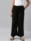 Women Black Solid Linen Palazzos