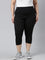 Women Solid Black High Rise Training Capri