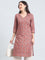 Cotton Ajrakh Floral Print Straight Kurta