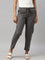 Women Striped Grey Linen Mid Rise Pencil Pants