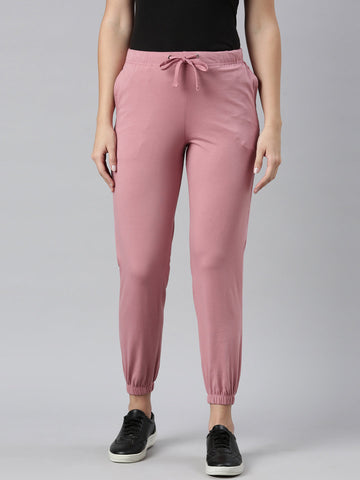 Women Solid Mauve Mid Rise Casual Joggers