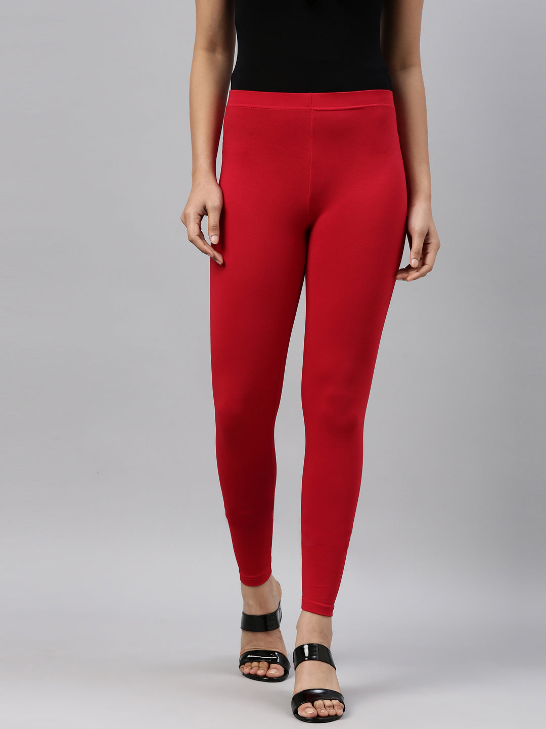 Women Solid Dark Red Slim Fit Ankle Length Leggings - Tall – Cherrypick