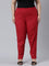 Women Solid Cherry Cotton Pencil Pant