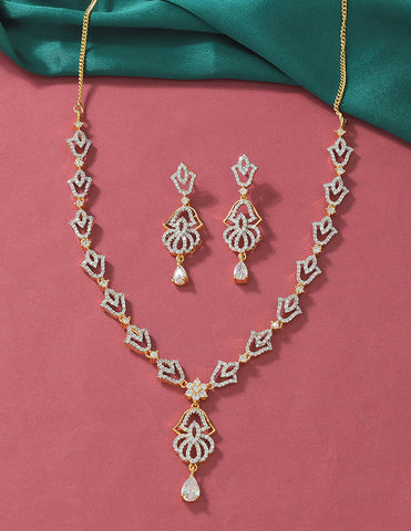 Designer GJ Polish Zirconia Necklace Set