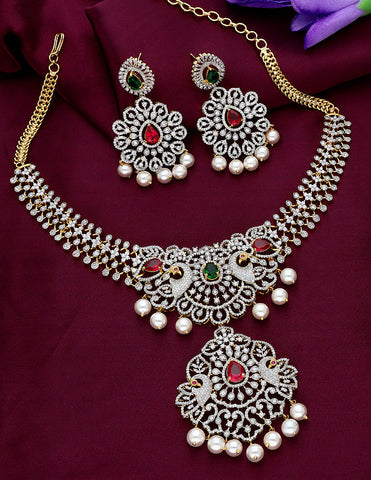 Designer GJ Polish Zirconia Necklace Set