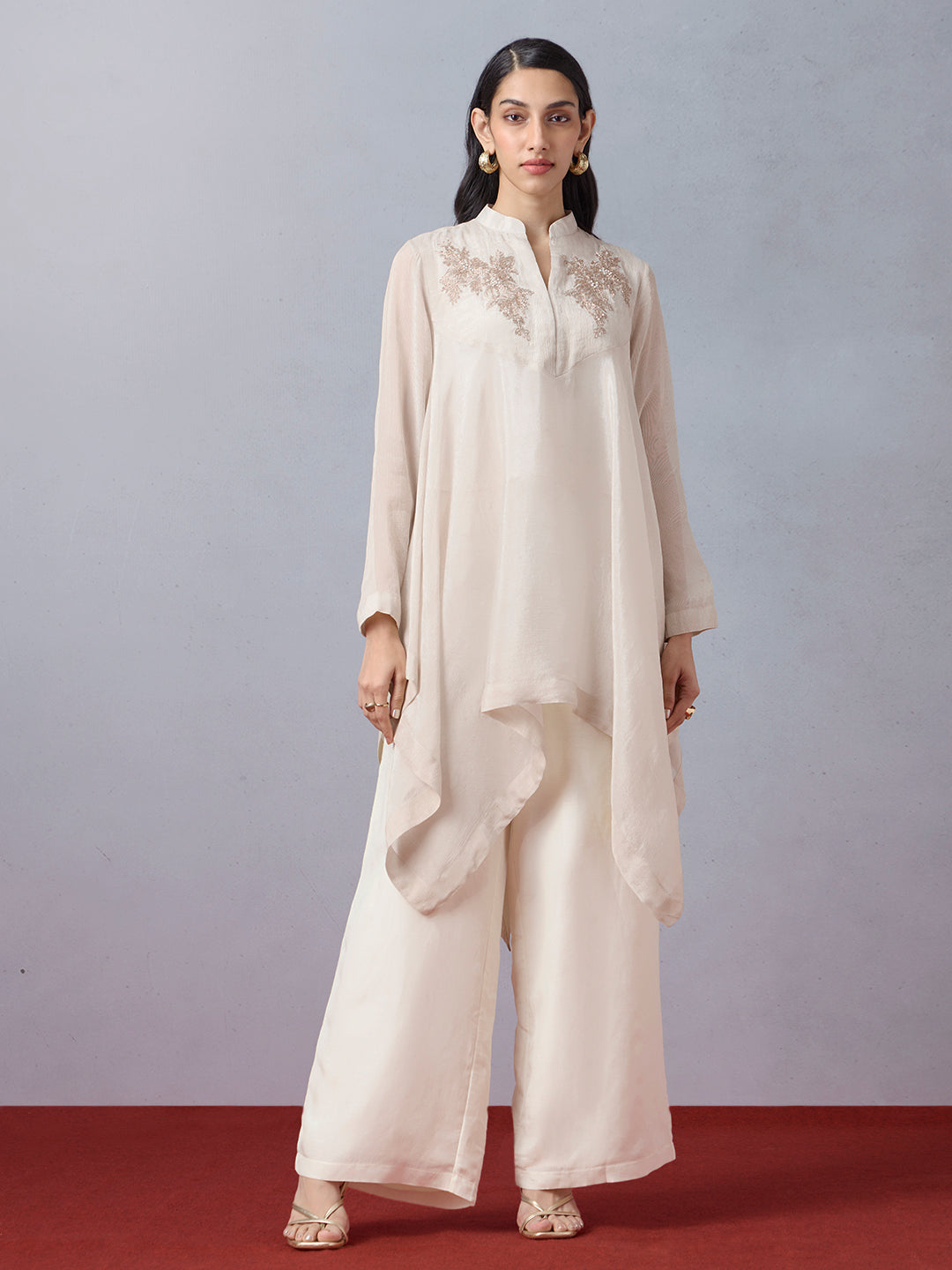 Embroidered Kurta and Inner - Cream