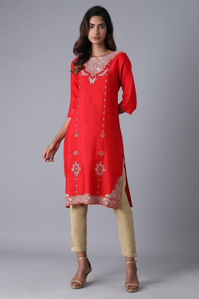 Red Straight kurta