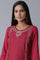 Maroon Printed Layer kurta