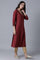 Maroon Glitter Printed kurta