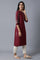 Maroon Kurta With Printed Sleeves