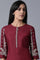 Maroon kurta With Printed Sleeves