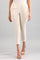 Beige Solid Plain Straight Cotton Trouser