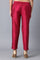 Pink Solid Straight Fit Woven Pants With Elasticated Waistband