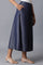 Navy Blue Solid Flared Cotton Culottes With Elasticated Waist