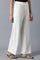 White Solid Straight Fit Palazzo With Elasticated Waistband