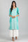 Blue Round Neck Yarn-dyed Liva kurta