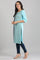 Blue Round Neck Yarn-dyed kurta
