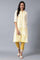 Yellow Round Neck Printed kurta