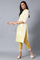 Yellow Round Neck Printed kurta