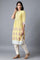 Yellow Mandarin Neck Printed Livaeco kurta