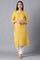 Mustard Round Neck Embroidered Livaeco kurta