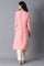 Pink Round Neck Embroidered kurta